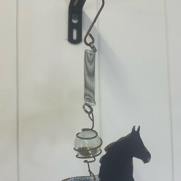 Metal Horse Wall Hanging Home Decor Black Hook Included 9" Long Gift - Picture 2 of 5